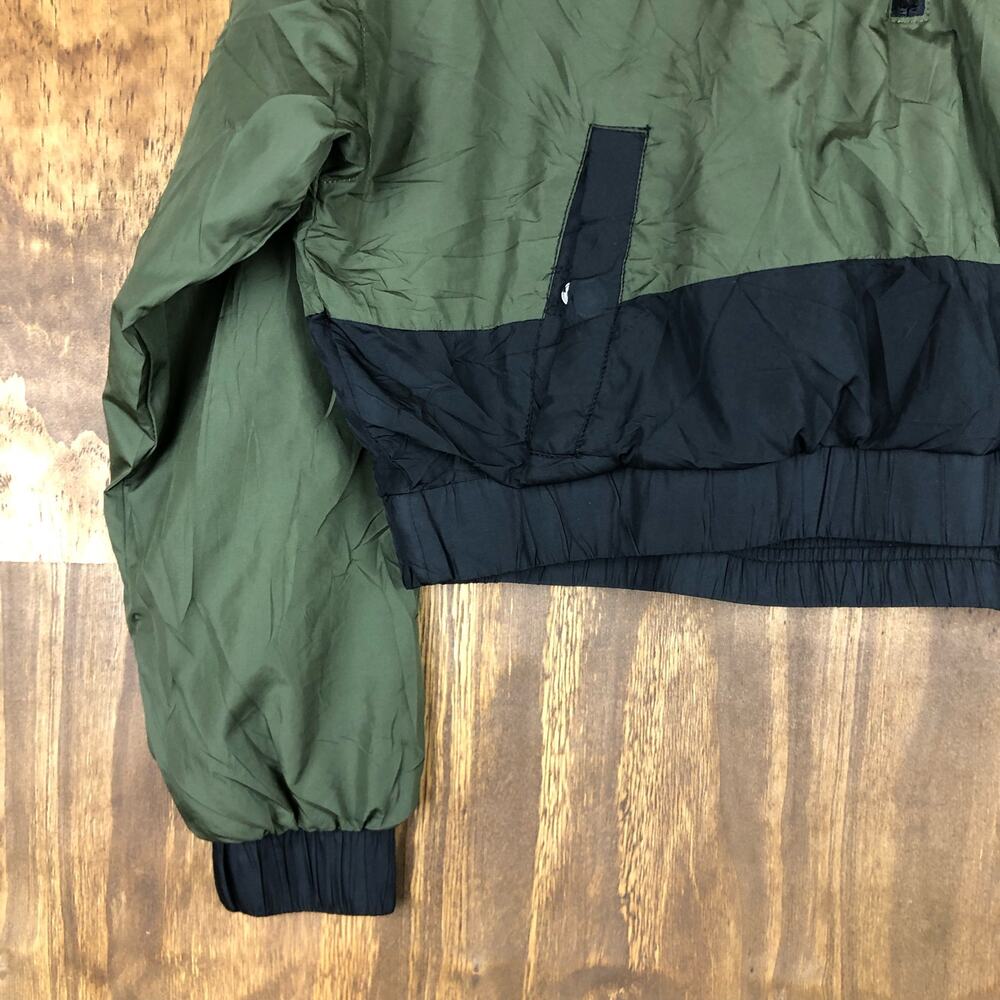Hollister Womens Jacket Green Black Cropped Collared Bomber Windbreaker Small - Picture 3 of 12